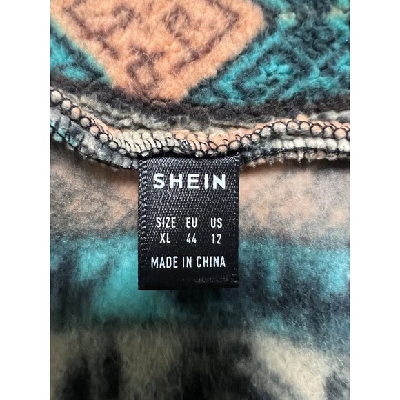 SHEIN Women's Geo Pattern Zip Up Fleece Vest Jacket Multicolor Size XL - Picture 7 of 8